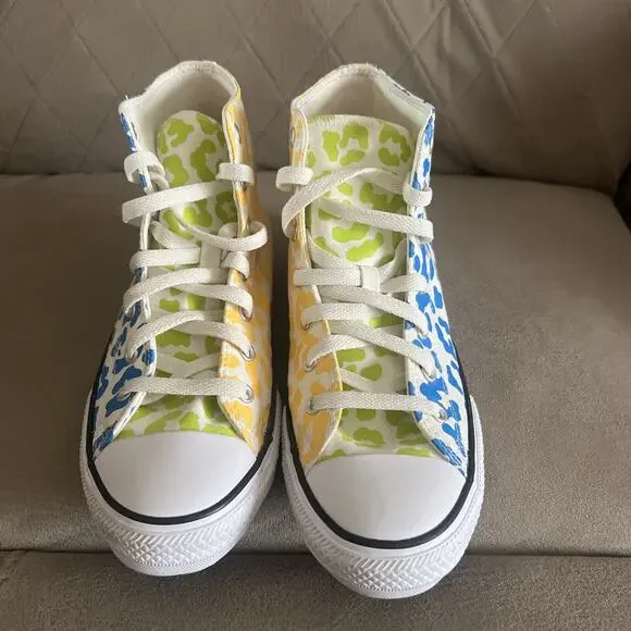 Converse All Star HI Marquis Mills Junior Sz 6 / 7.5 Leopard Print Chuck Taylor - Picture 2 of 11